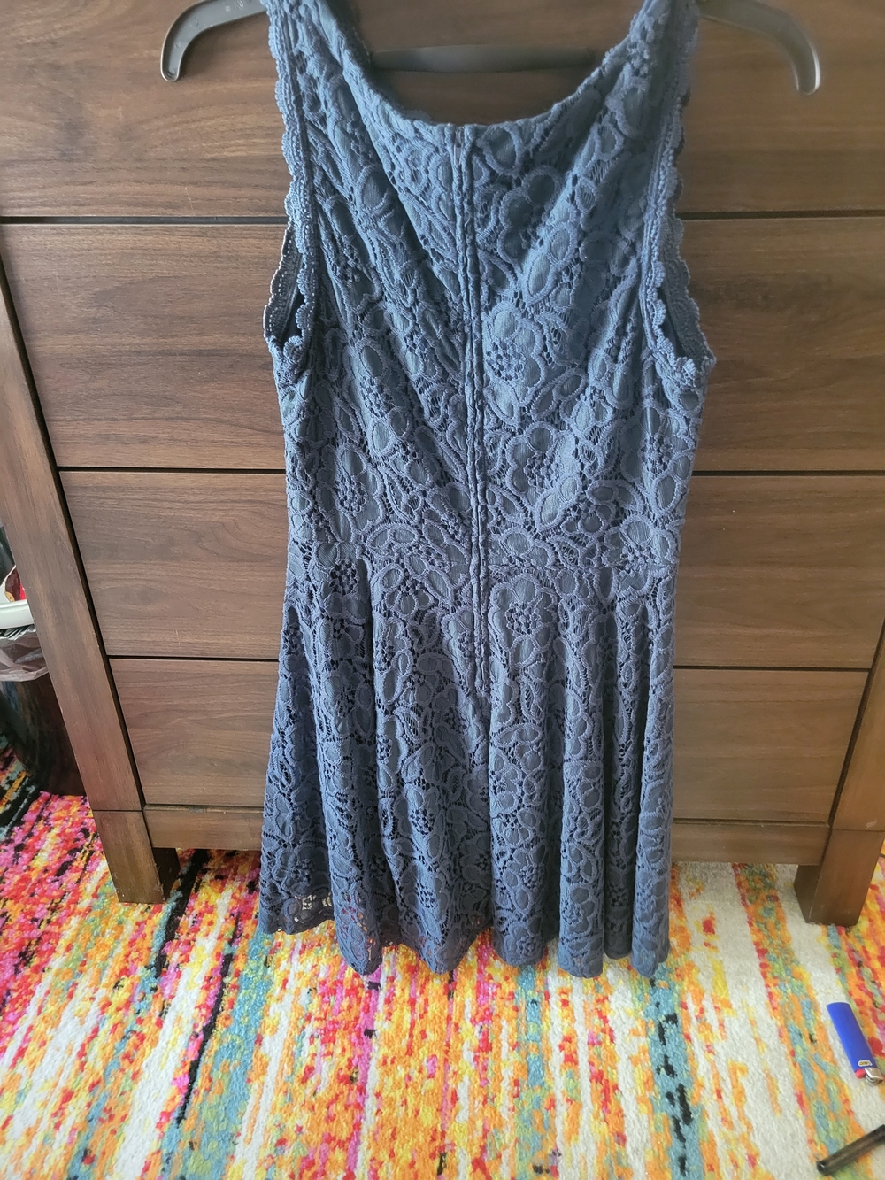 City Studio Navy Floral Lace Fit & Flare Dress
